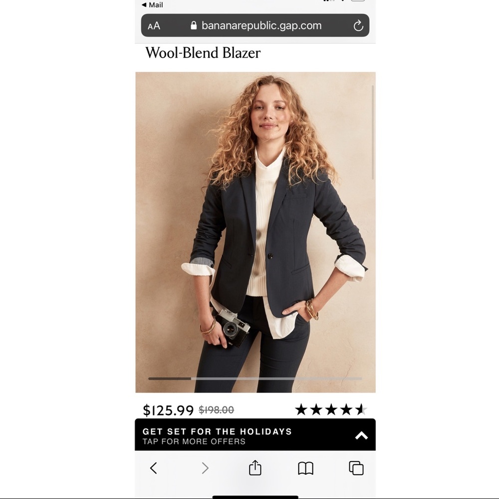 Banana Republic Navy Blazer 2 petite